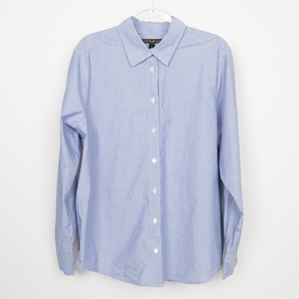 Banana Republic Oxford Shirt Cotton Button Down‎ Long Sleeve Blue XL Mens